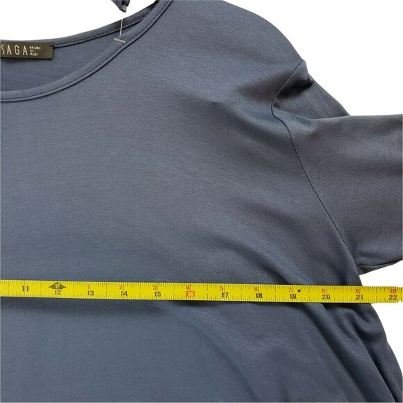 NEW!! Saga SIZE 10  Asymmetrical Lagenlook Tunic Top Blue Scarf Made in Italy - Picture 8 of 10